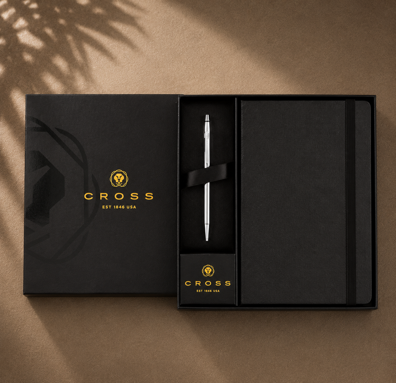 Cross Click - Chrome Ballpoint Pen & A5 Hardcover Notebook Gift Set
