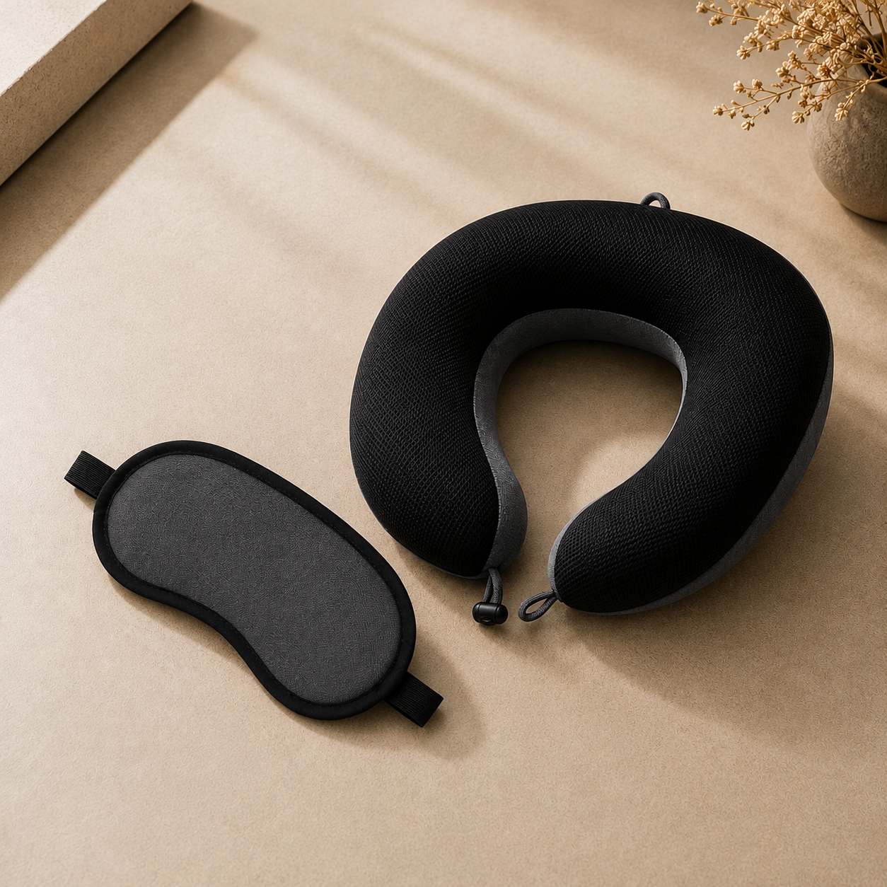 ZABARI - SANTHOME Travel Set (Pillow and Eyemask in Pouch)