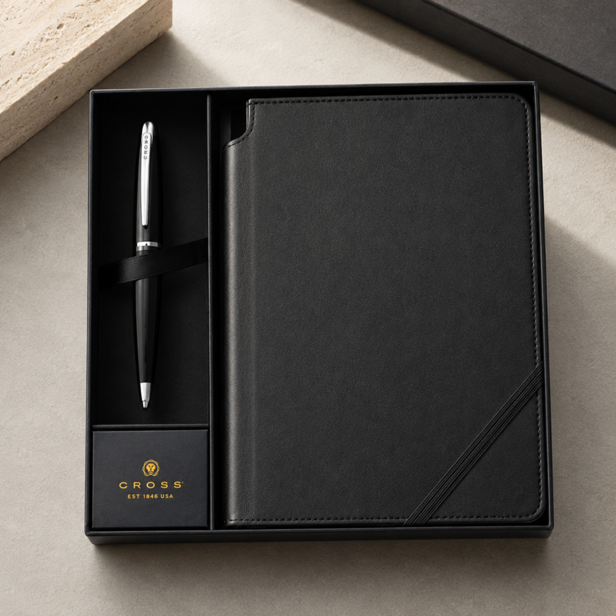 Cross Click - Chrome Ballpoint Pen with Classic White Journal Gift Set