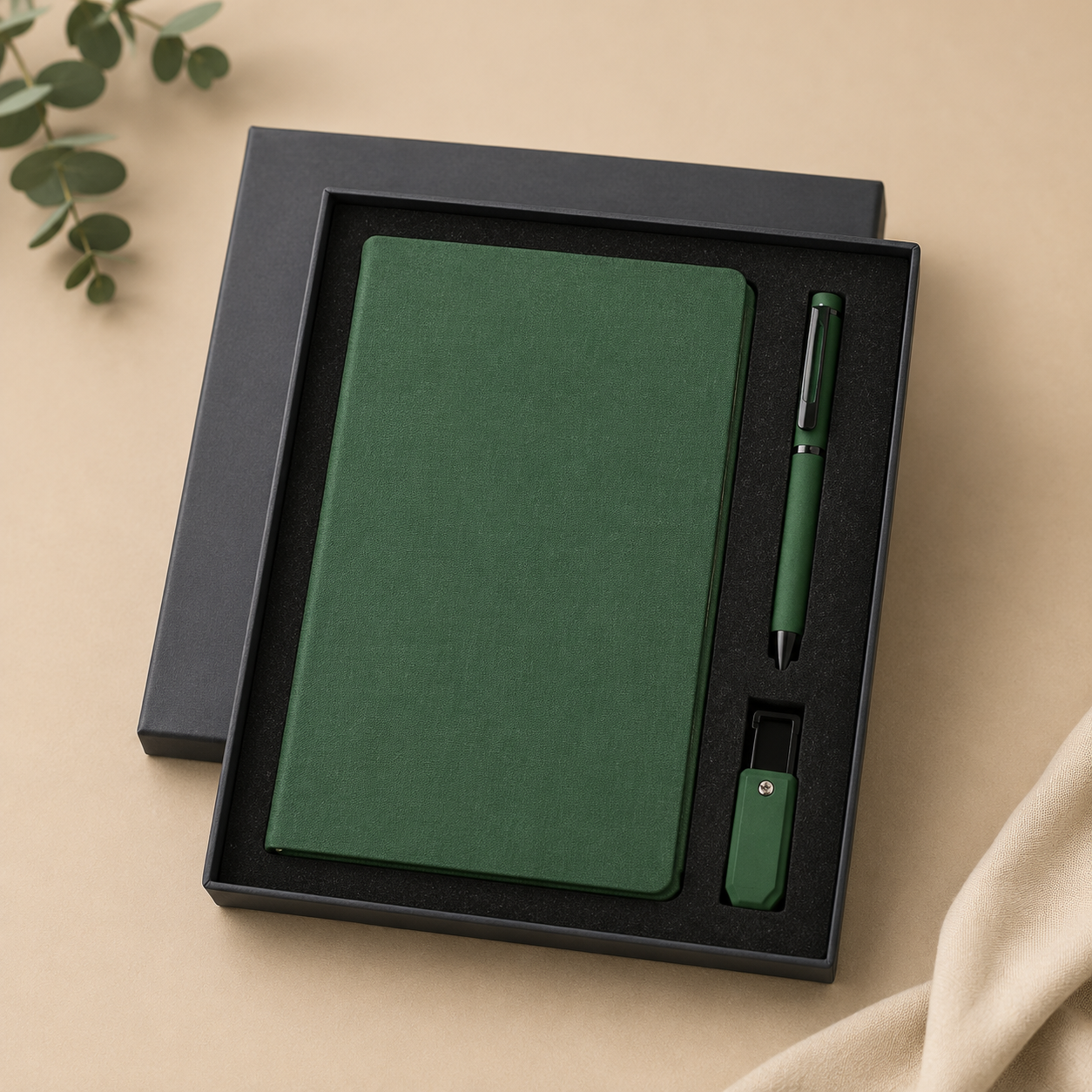 CHANGE ZERO Sustainable Gift Set with Refillable Notebook, Pen & USB Keychain