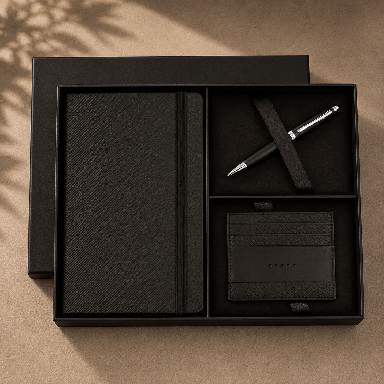 Cross Click Chrome Ballpoint Pen with Notebook and Cardholder Gift Set