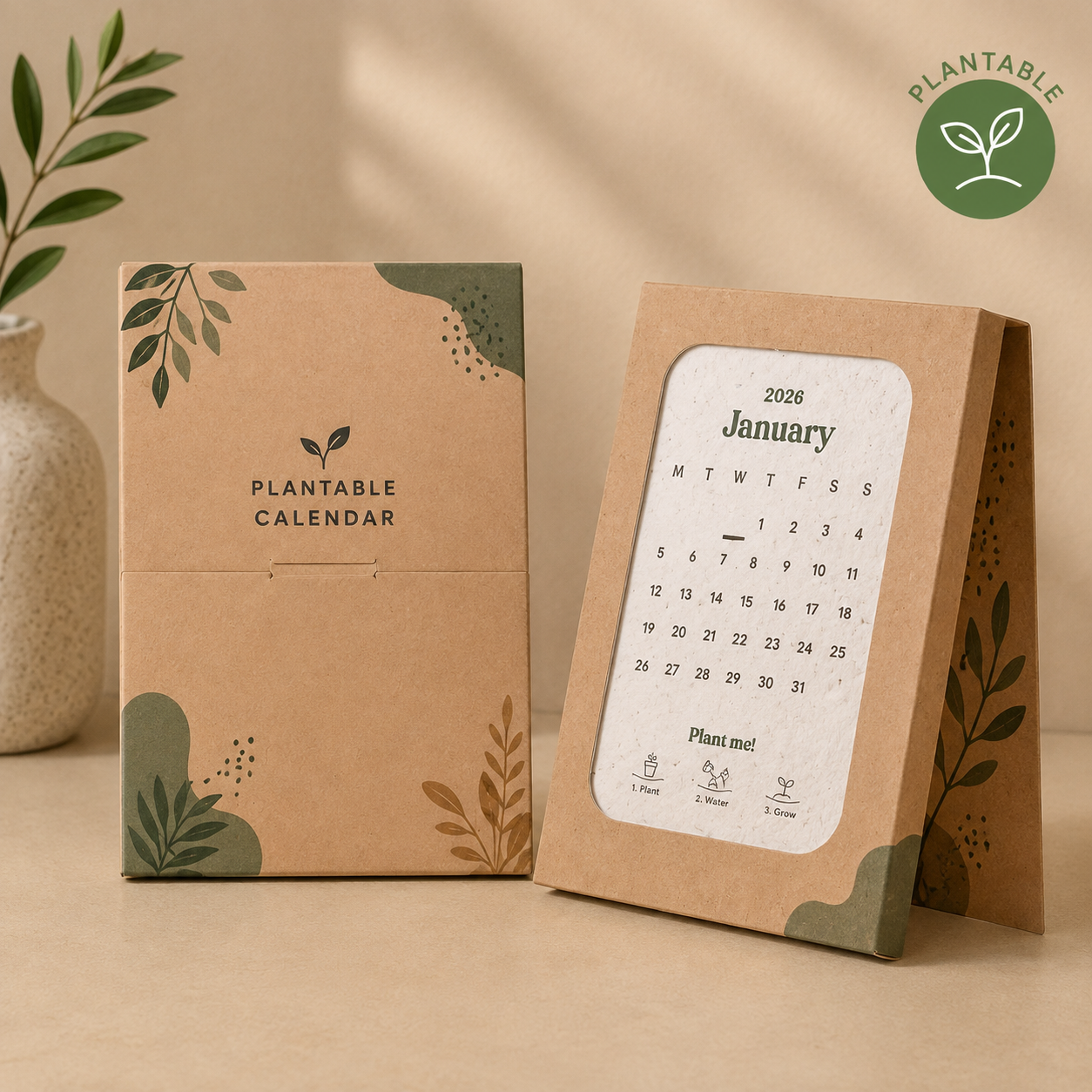 Eco-neutral Plantable Calendar with 12 Sheets Seed Paper