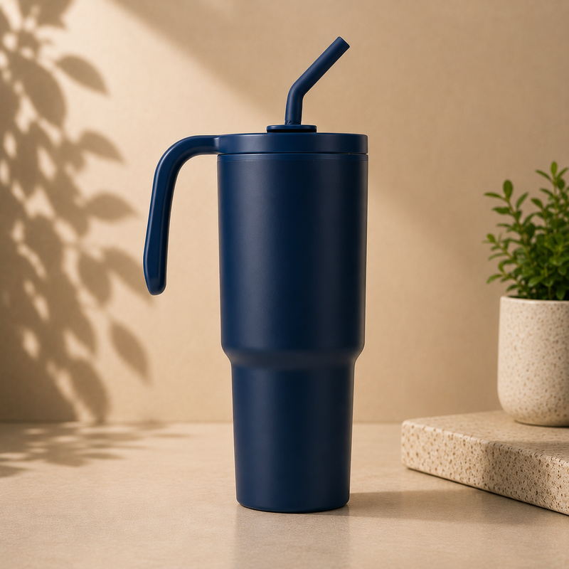FORZA 360 Recycled Stainless Steel Tumbler with Straw – 900ml