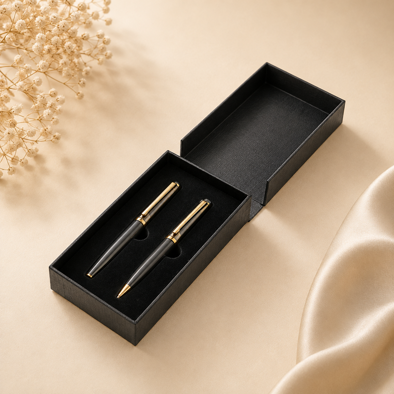 Gift Set of 2 Luxury Pens - Black & Gold