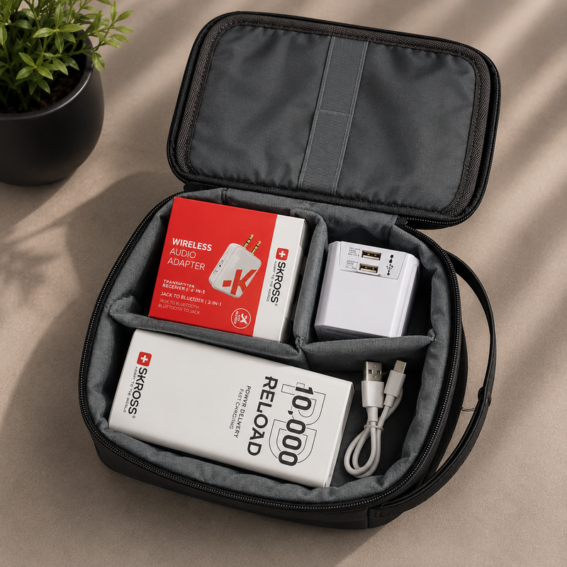 Gift Set of Powerbank, Audio Adapter & Travel Adapter