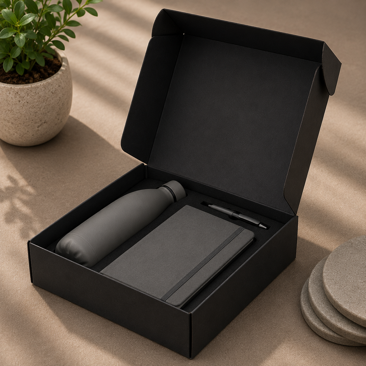 Giftology Set of Stainless Bottle, Notebook and Pen