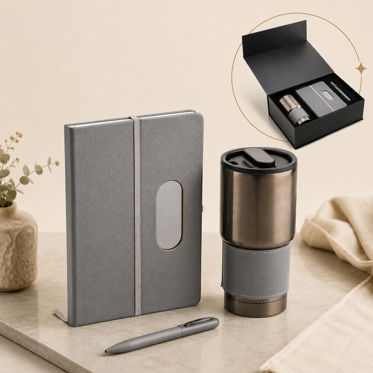 Hans Larsen Gift Set of Tumbler, Notebook and Pen
