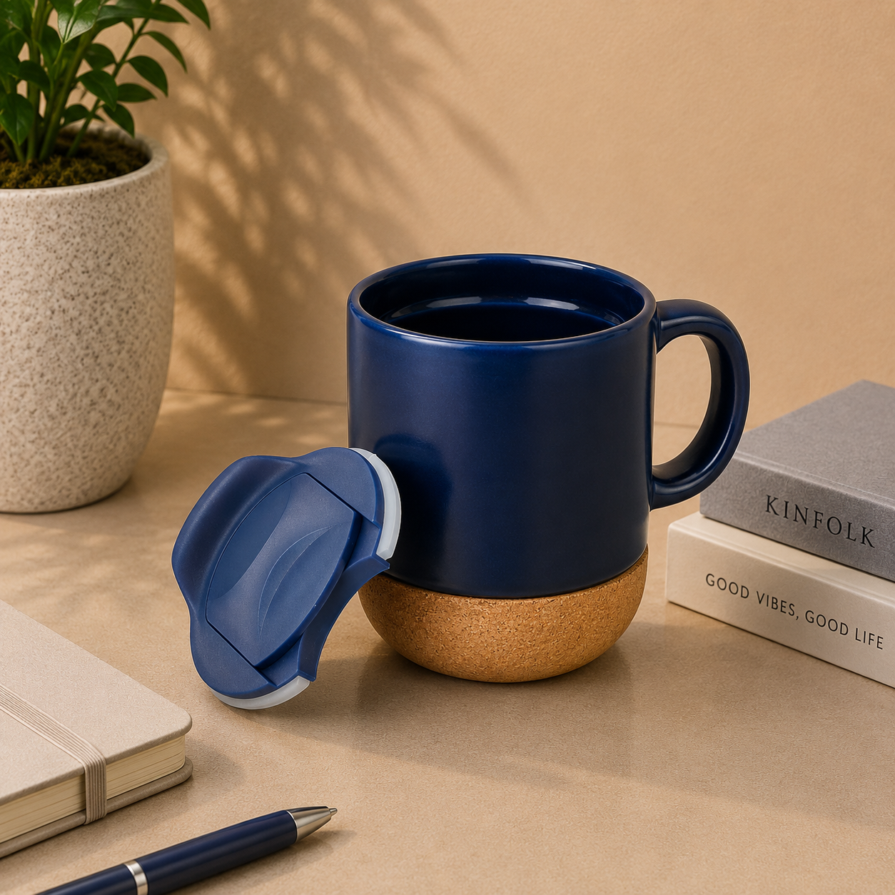 LUCCA Ceramic Mug with Cork Base & Lid – 330ml