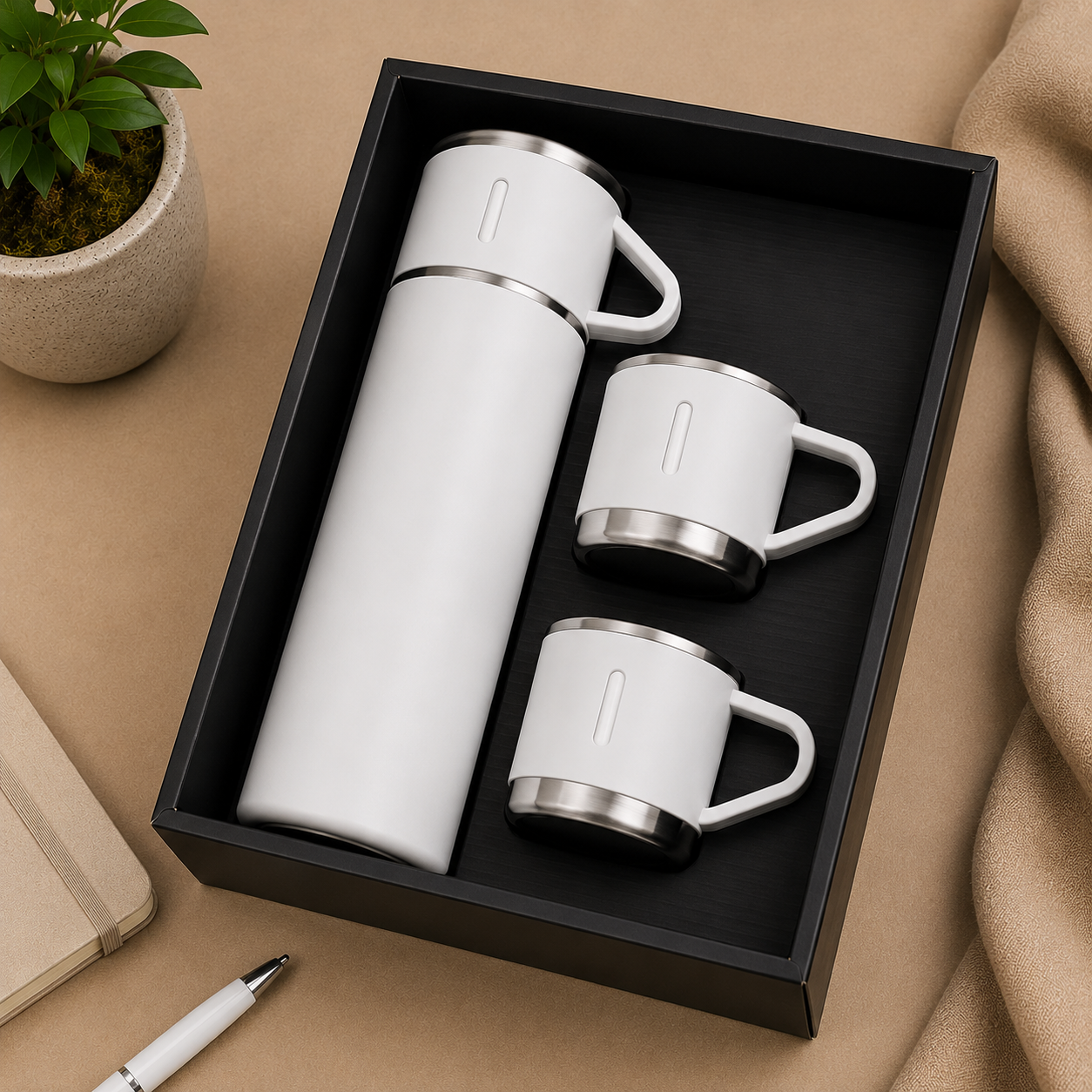 SAFFLE Vacuum Flask & Two Cups Gift Set – 500ml