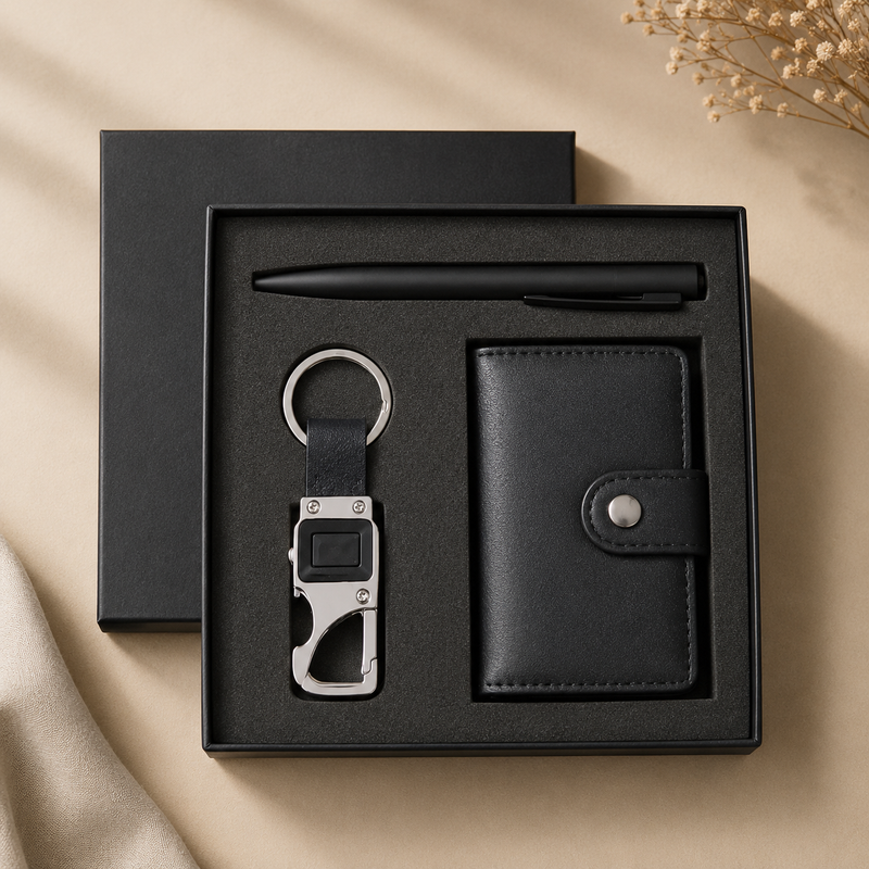 Set of RFID Card Holder, Key Chain and Pen