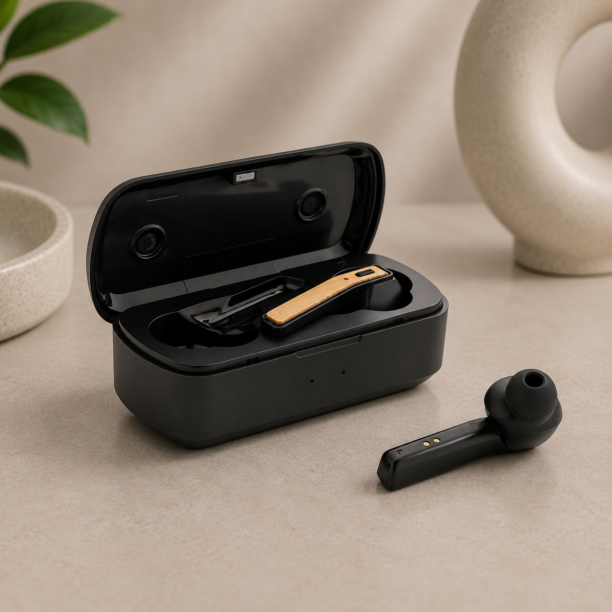 XD Bamboo Free Flow TWS Earbuds in Charging Case