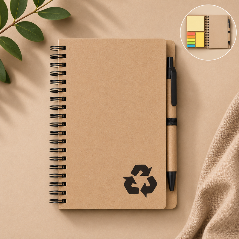 Eco-neutral B6 Notepad & Pen Set with Sticky Note