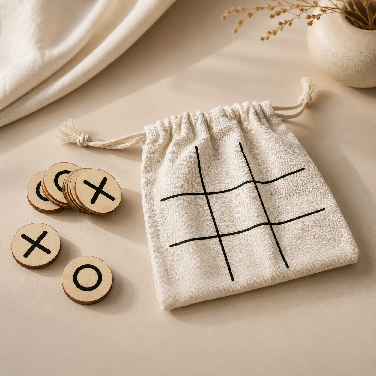 eco-neutral Wood Tic Tac Toe Game set